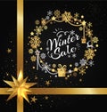 Winter Sale Poster in Frame Made of Snowflakes Royalty Free Stock Photo