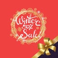 Winter Sale Poster in Frame Made of Snowflakes Royalty Free Stock Photo