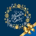 Winter Sale Poster in Frame Made of Snowflakes Royalty Free Stock Photo