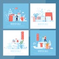 Winter Sale Promotion Card Set with Festive Design