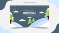 winter sale promotion Landing page template paper art vector, nature web page design layout for website backgrounds Royalty Free Stock Photo