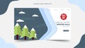 winter sale promotion Landing page template paper cut vector, nature web page design layout for website backgrounds Royalty Free Stock Photo