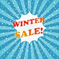 Winter sale promotional comic poster template