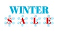 Winter sale - red text on snowflakes