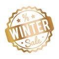 Winter Sale rubber stamp gold on a white background.