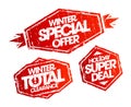 Winter sale rubber stamps vector templates - winter special offer, winter total clearance