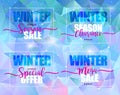 Winter sale set on a on blue triangular background. Vector illustration, template design, list, brochure, banner, cover