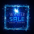 Winter sale shining squere baner, vector frame Royalty Free Stock Photo