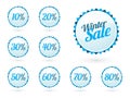 Winter sale signs with percentages