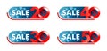 Winter Sale sticker set - red badge, snowflakes Royalty Free Stock Photo