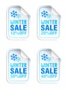 Winter sale stickers set with snowflakes. Winter sale 10%, 20%, 30%, 40% off Royalty Free Stock Photo