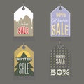 Winter sale tags collection with typography and lettering. Vector illustration