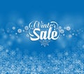 Winter Sale Text in Snowflakes Blue Background