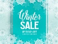Winter sale vector background template with snowflakes elements Royalty Free Stock Photo