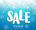 Winter sale vector banner design with sale text paper cut hanging Royalty Free Stock Photo