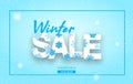 Winter sale vector banner design with white snowflakes elements and winter sale text in snow pattern background for shopping Royalty Free Stock Photo