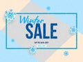 Winter sale vector banner design with white snowflakes elements and winter sale text in snow pattern background for shopping Royalty Free Stock Photo