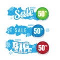 Winter sale vector banner set with sale for seasonal Royalty Free Stock Photo