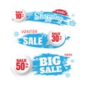 Winter sale vector banner set with sale for seasonal Royalty Free Stock Photo