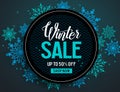 Winter sale vector banner template with colorful snowflakes elements Royalty Free Stock Photo