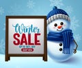 Winter sale vector banner template. Winter sale promotion in white frame for text Royalty Free Stock Photo