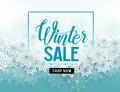 Winter sale vector banner with white snowflakes elements and winter sale text Royalty Free Stock Photo