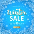 Winter sale vector poster with discount text and snow elements for shopping promotion Royalty Free Stock Photo