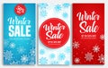 Winter sale vector poster or banner set with discount text and snow elements Royalty Free Stock Photo