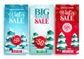Winter sale vector poster set. Winter sale limited time offer text up to 50% off special discount for seasonal business promotion. Royalty Free Stock Photo