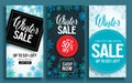 Winter sale vector poster template set with discount text and snow elements Royalty Free Stock Photo