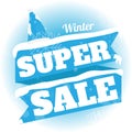 Winter sale. white and blue background and with a discount super