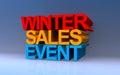 Winter sales event on blue