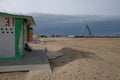 Winter sandy beach in Rimini, Italy. Empty during the off season Royalty Free Stock Photo