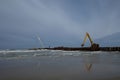 Winter sandy beach in Rimini, Italy. Empty during the off season Royalty Free Stock Photo