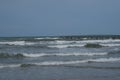 Winter sandy beach in Rimini, Italy. Empty during the off season Royalty Free Stock Photo