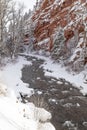 Winter scene along the Frying Pan River near Basalt and Aspen CO Royalty Free Stock Photo