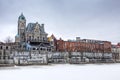 Winter scene along Grand River, Cambridge, Ontario, Canada Royalty Free Stock Photo