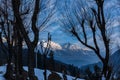 The winter scene in Aru Valley near Pahalgam, Kashmir, India