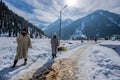 The winter scene in Aru Valley near Pahalgam, Kashmir, India Royalty Free Stock Photo