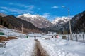 The winter scene in Aru Valley near Pahalgam, Kashmir, India Royalty Free Stock Photo