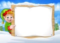 Winter Scene Christmas Pixie Elf Sign Royalty Free Stock Photo