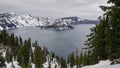 Winter Scene at Crater Lake Volcano snow covered Royalty Free Stock Photo