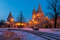 Winter scene of the Fisherman's Bastion, Budapest Royalty Free Stock Photo