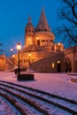 Winter scene of the Fisherman's Bastion, Budapest