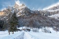winter scene in french alps Royalty Free Stock Photo