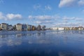 Winter scene at the frozen Dahme river in Berlin Koepenick