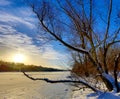Winter scene on frozen lake Royalty Free Stock Photo