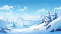 Winter Scene: Graphic Novel-inspired Snowy Landscape Wallpaper