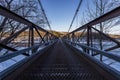 Winter Scene of Historic Suspension Bridge over Delaware River