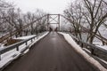 Winter Scene of Historic Suspension Bridge over Delaware River